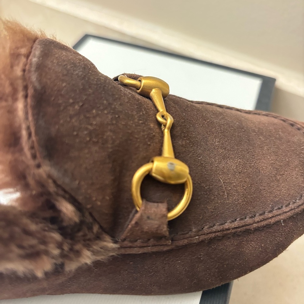 Gucci Brown Shearling Horsebit Loafers - Picture 14 of 14